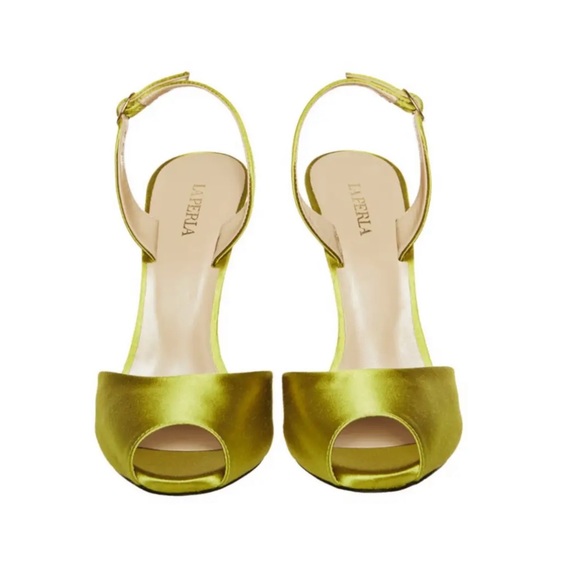 Giuseppe Zanotti Shoes - LA Perla SCARPE Satin High Slingback Chartreuse Heels